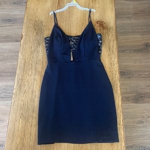 Navy blue mini dress lace embellished, size 5